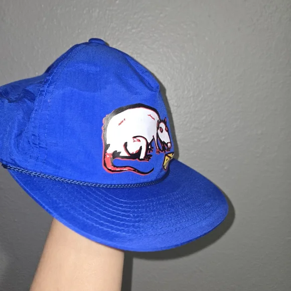 RARE Obey Blue Cap with white rat